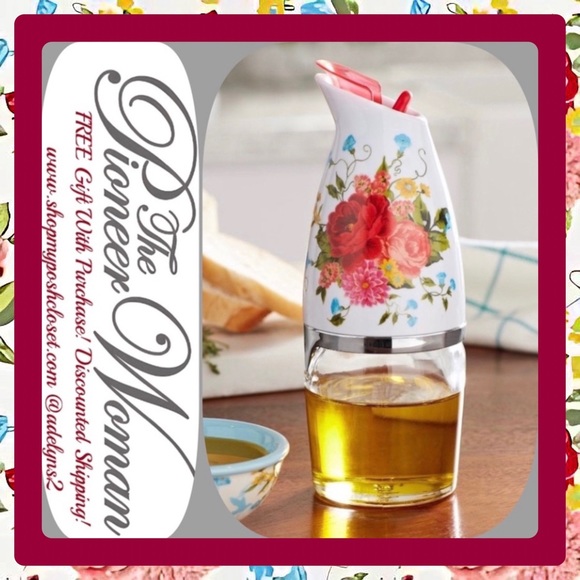 🌺 New Pioneer Woman Sweet Rose Glass Cruet w/ Pouring Spout - Picture 3 of 5